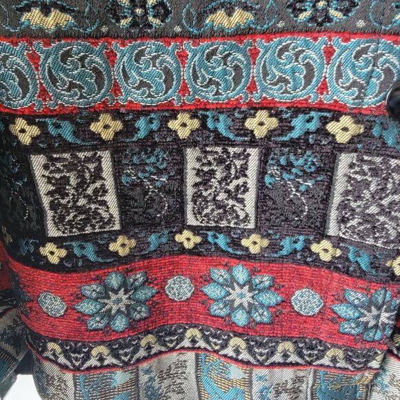 Chico's Design womens Floral Tapestry jacket size L art to wear button front - Picture 6 of 8